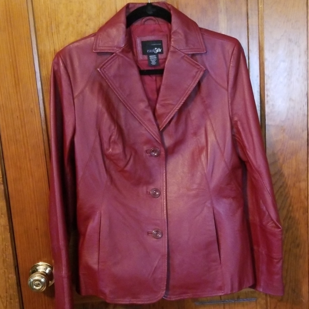 Leather burgundy blazer